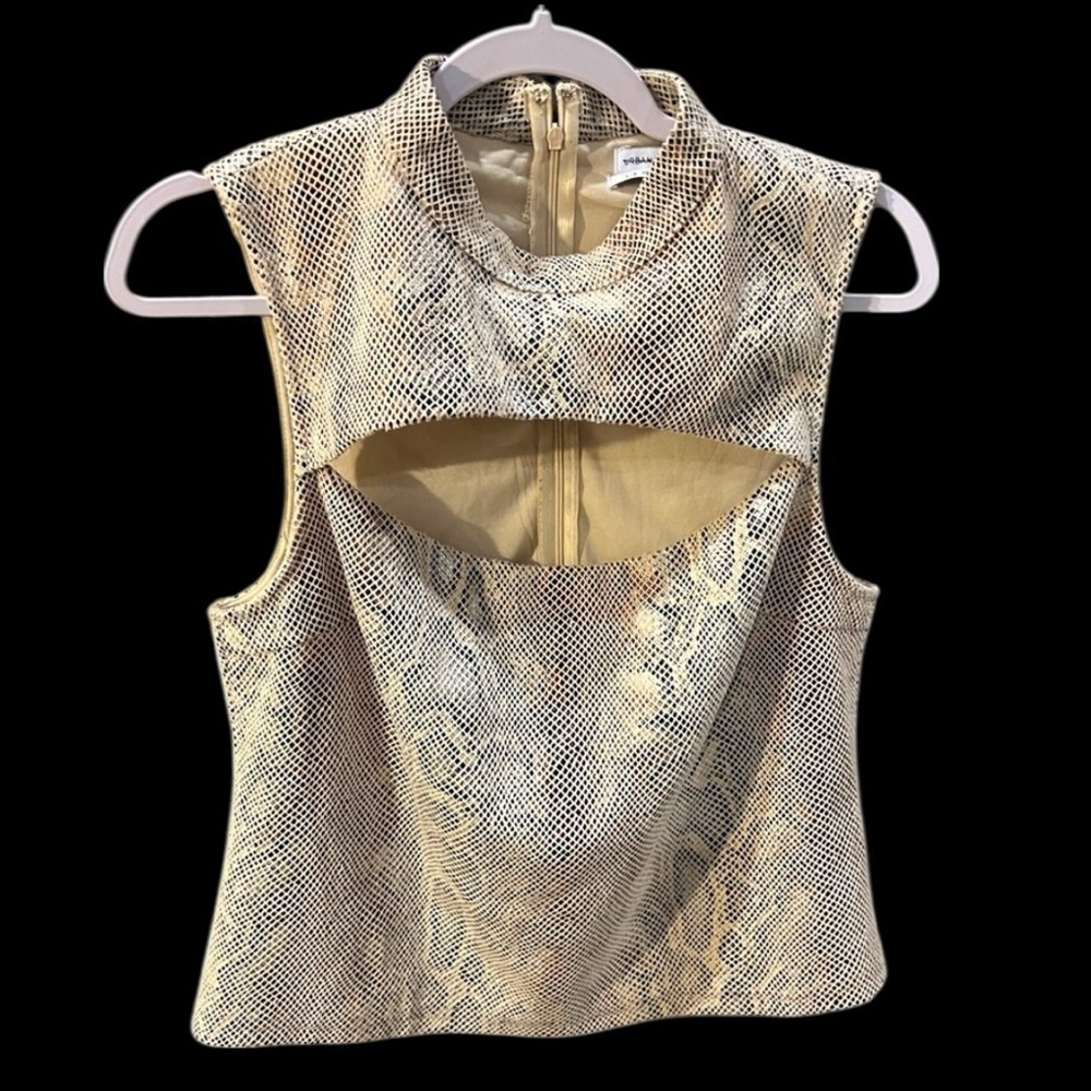 Urban Outfitters size Large mock neck sleeveless snakeskin look peekaboo top